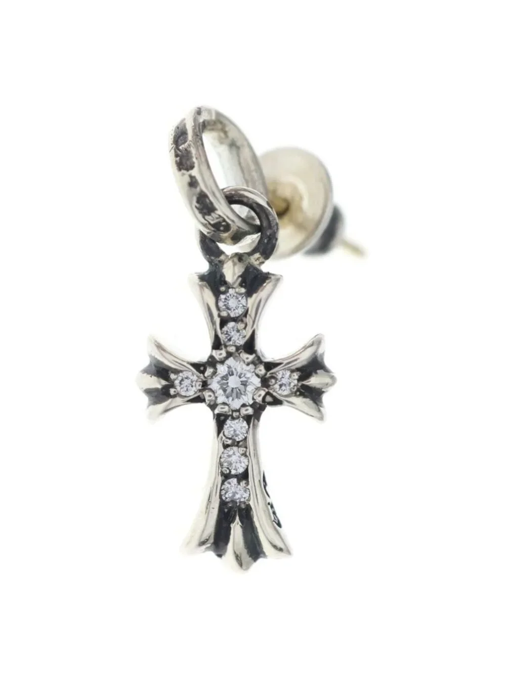 Chrome Hearts Bby Pprchn Baby Fat Pave Diamond Single Earring Silver